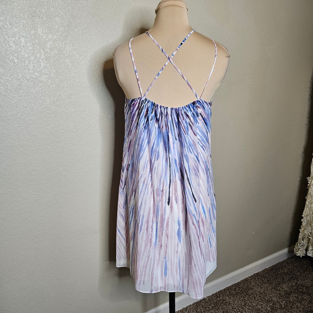 White House Black Market Blue Purple Abstract Halter Dress Rhinestone Small - Picture 5 of 10